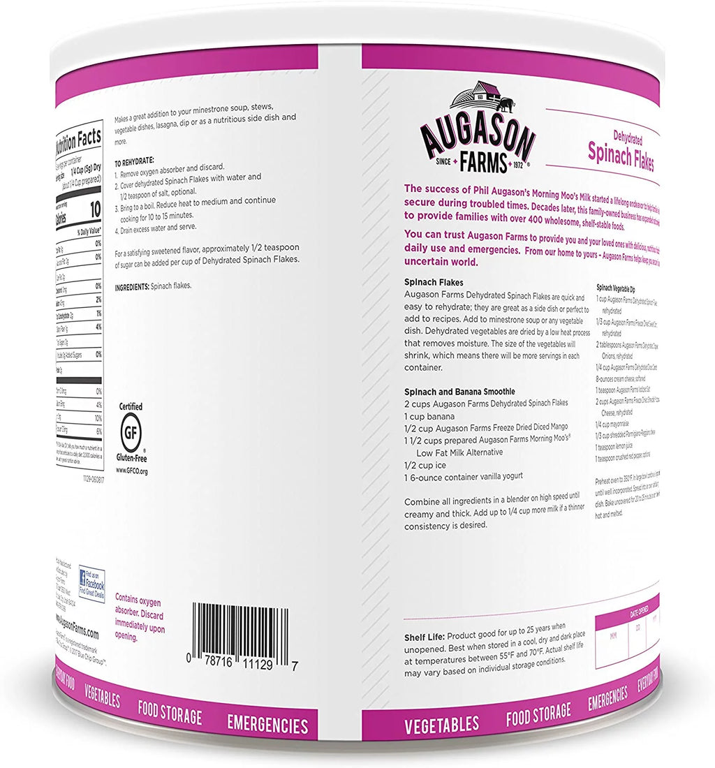 Dehydrated Spinach Flakes 8 oz No. 10 Can D899051