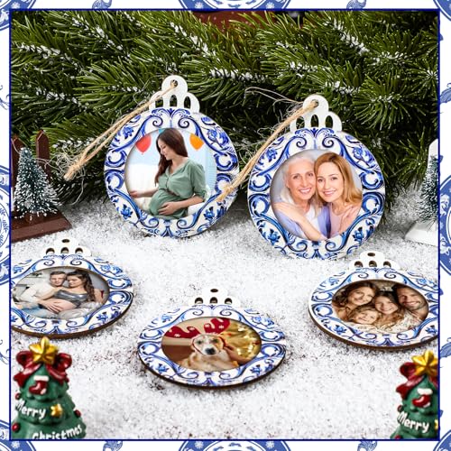24 Pcs Christmas Photo Ornament Wooden Picture Frames C507