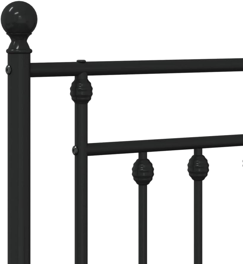 Black Metal Double Bed with Headboard and Footboard U850