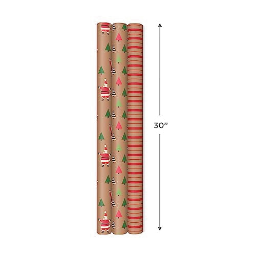 Kraft Christmas Wrapping Paper Rolls (Pack of 3: 90 sq. ft. ttl) I72279