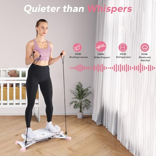 Black Sliding Ski Simulator with Resistance Bands, 300 LBS Loading Capacity Exercise Equipment C34868