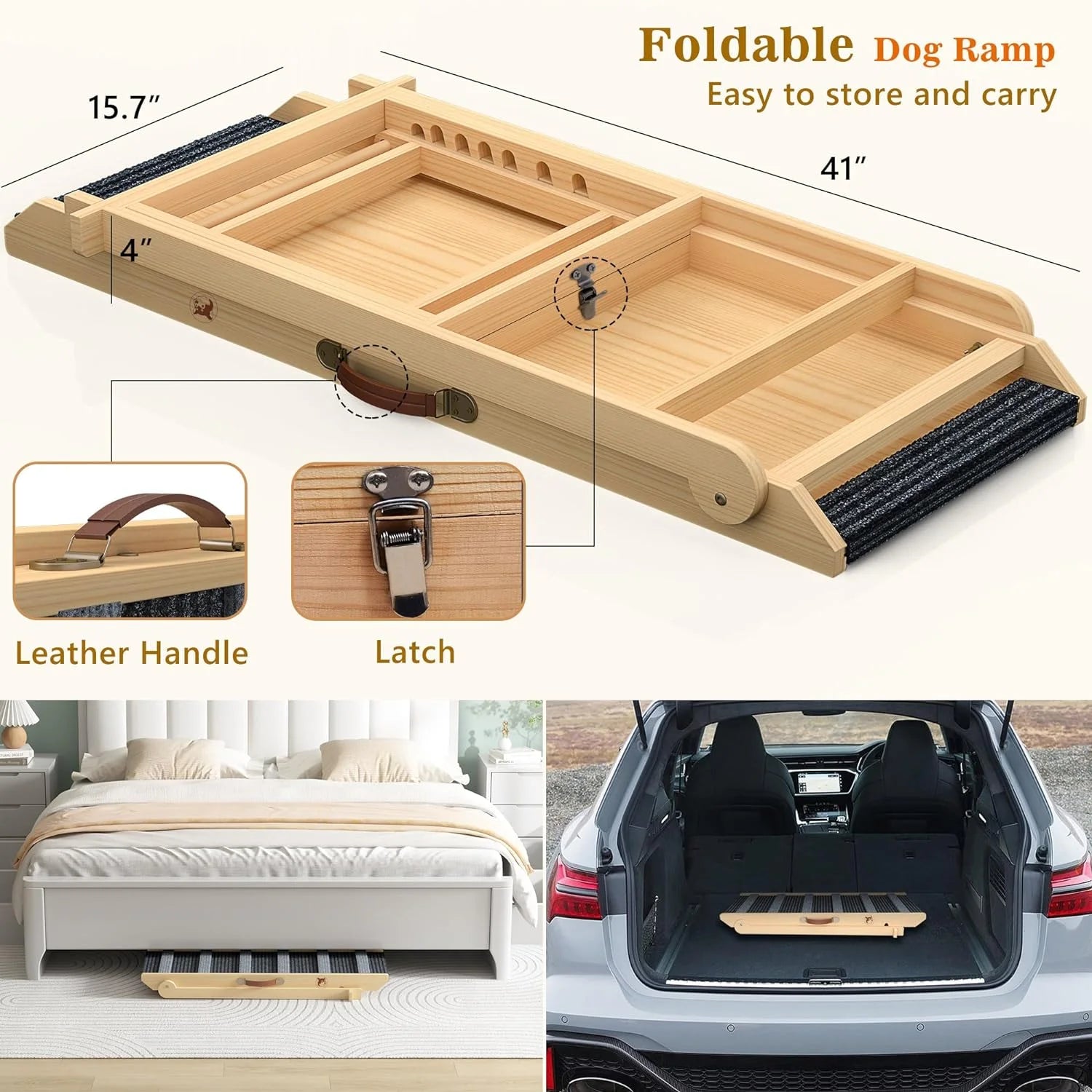 Portable Pet Ramp with 7 Adjustable Heights, Non-Slip W742
