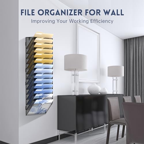 14 Tier Black Wall File Organizer 2 Pack I415562