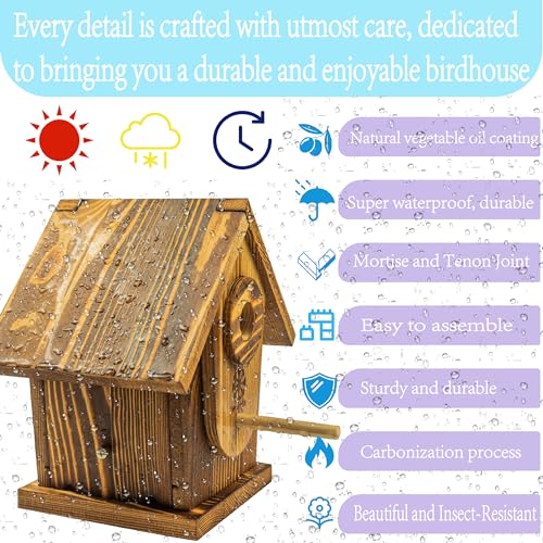 Carbonized Solid Mortise & Tenon Bird House DIY Kit N551935