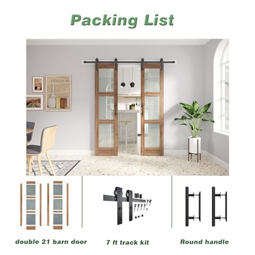 Double 18 x 84 inch Glass Barn Doors with Hardware Kit A557285