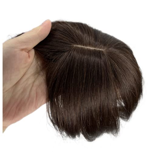 100% Human Hair Clip in Hairpieces with 3D Air Bangs Straight Hair Mid Part Wiglets (1B) I899