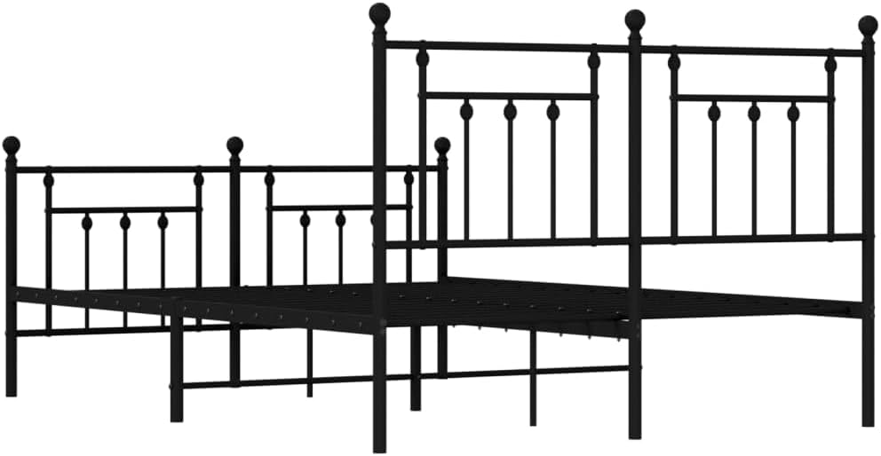 Black Metal Double Bed with Headboard and Footboard U850