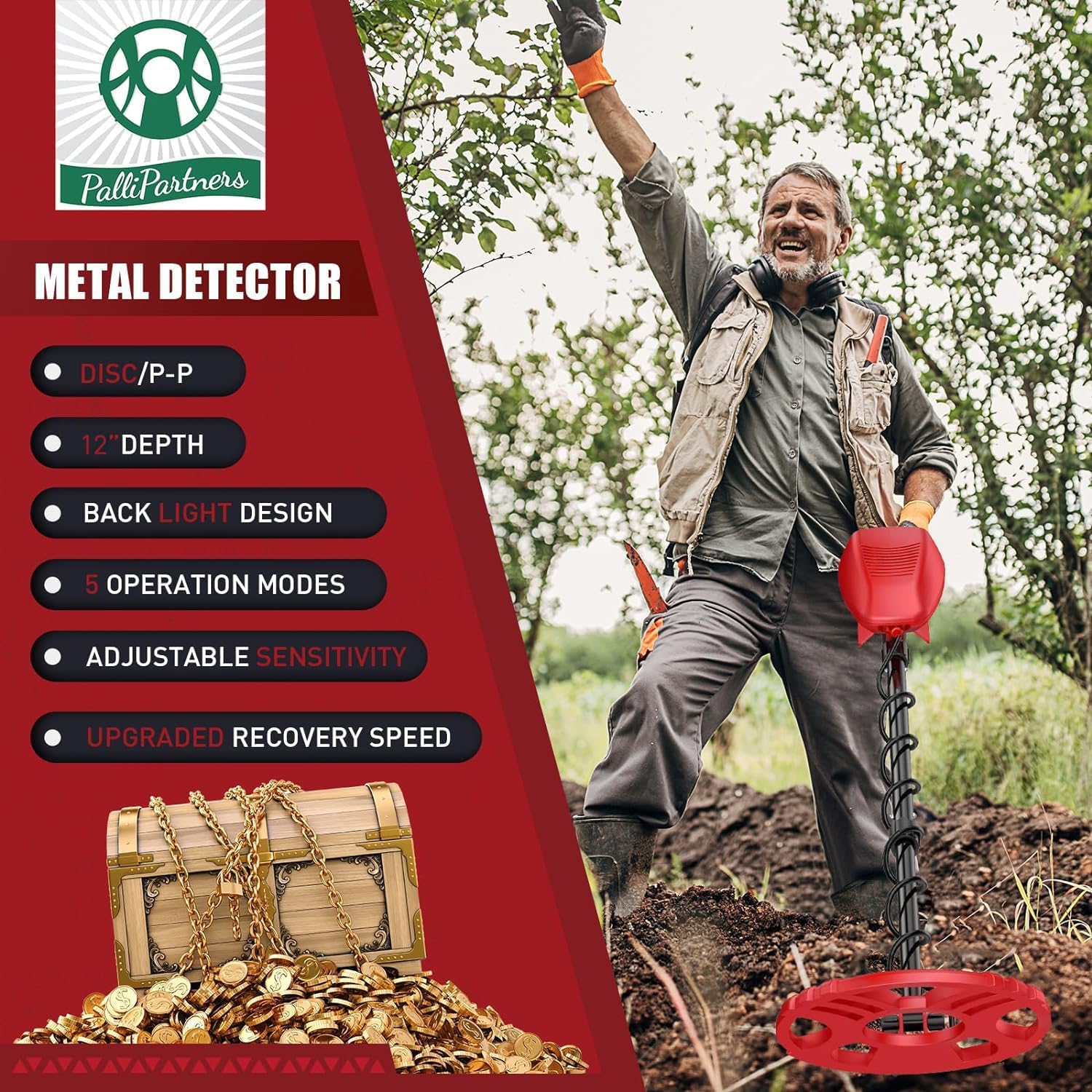 Waterproof Metal Detector with LCD Display and 12" Coil R4755