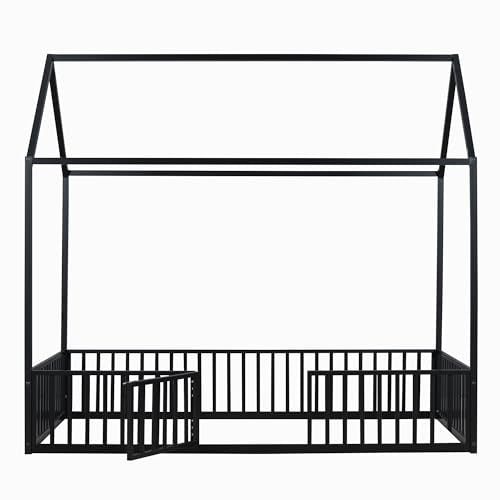 Black Twin Size Metal Floor Bed T721