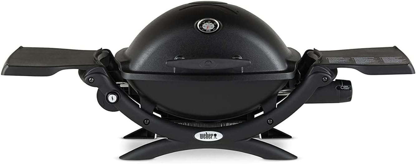 Black Liquid Propane Grill Bundle with Portable Cart, Adapter Hose, and Grill Cover A97724