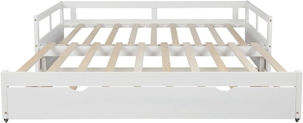 White Wooden Daybed with Trundle S8007