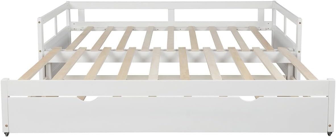 White Wooden Daybed with Trundle S8007