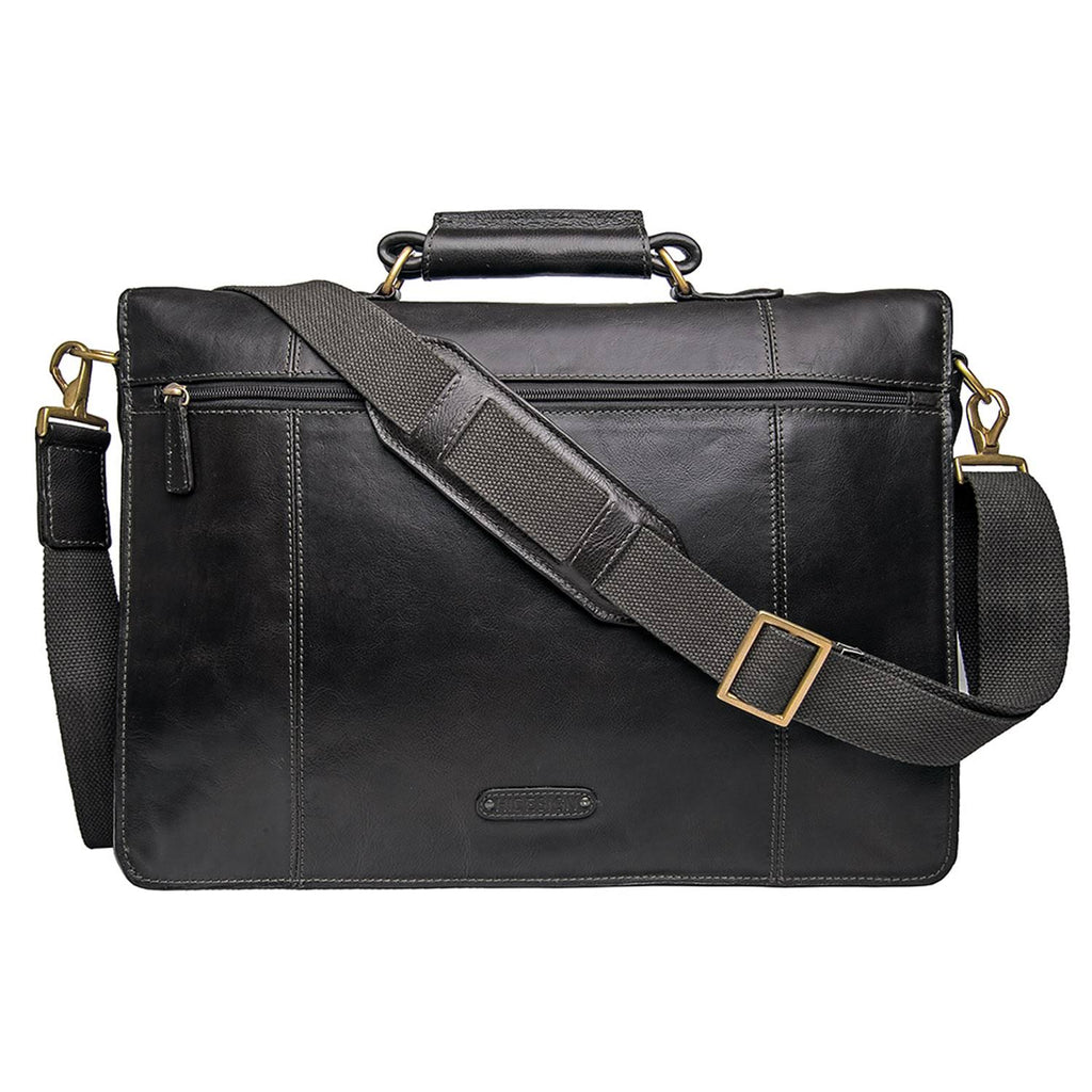 Black Leather Laptop Briefcase D942