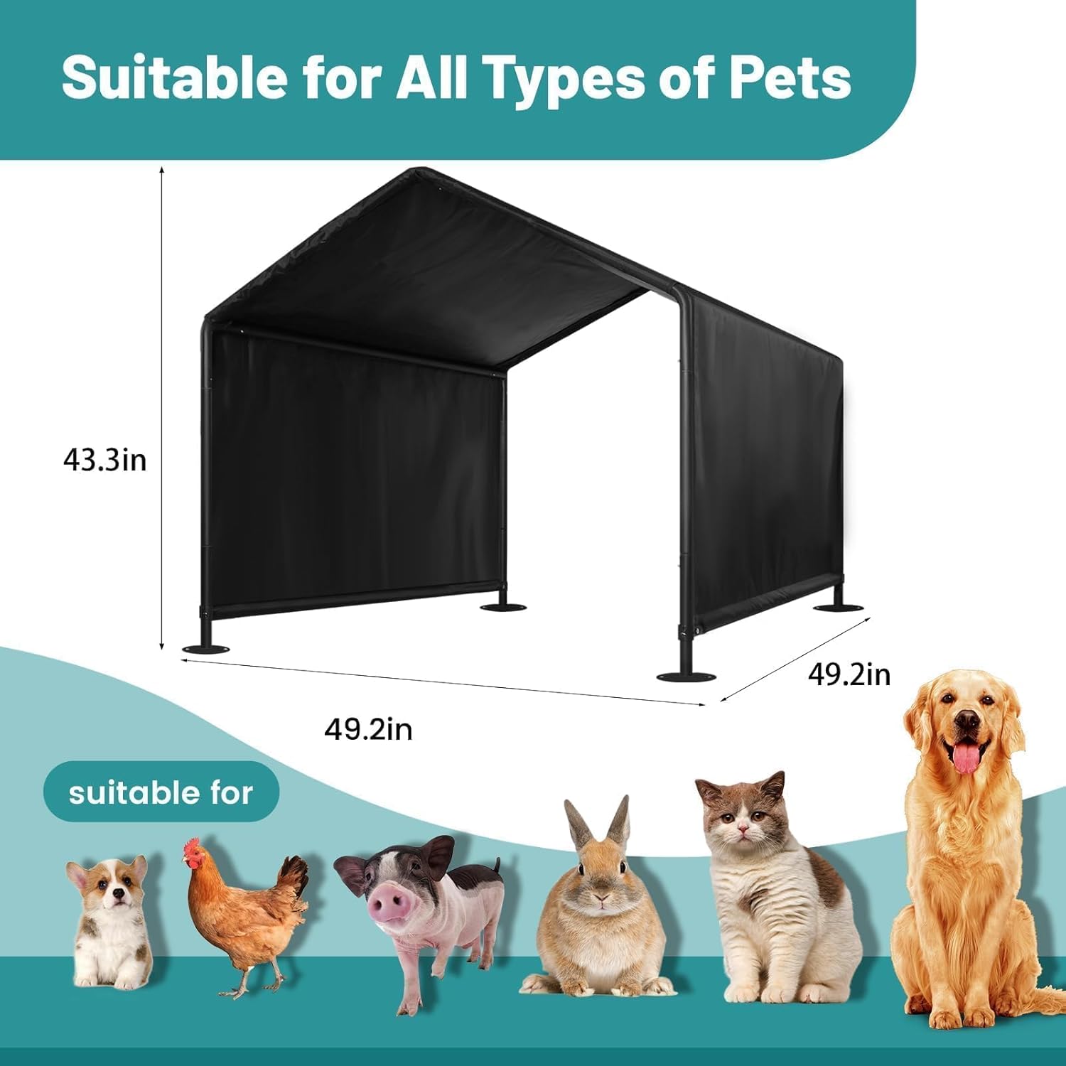 Black Waterproof Dog House (49" L x 49" W x 43" H) N640