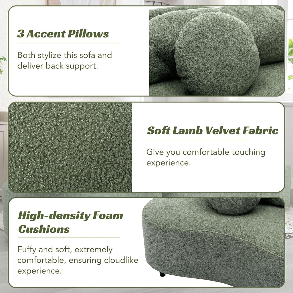 Green Velvet Curved Sectional Sofa G47933