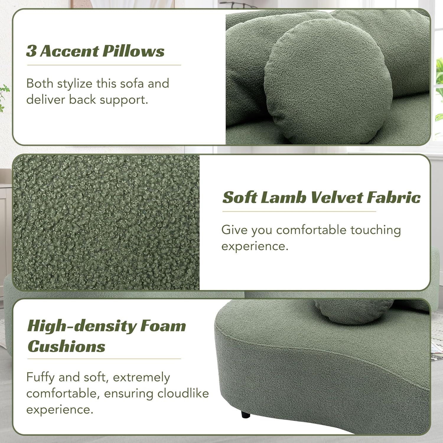 Green Velvet Curved Sectional Sofa G47933