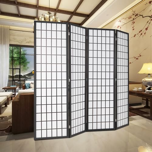 6Ft Folding 4 Panels Freestanding Wood Partition Screen V435554