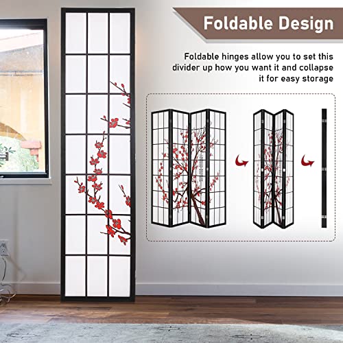 White 4 Panel Folding Wood Room Divider A40136