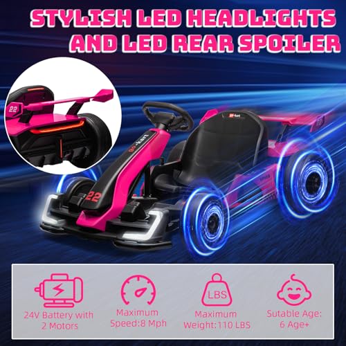 White Electric Drift Kart with Adjustable Seat U15357