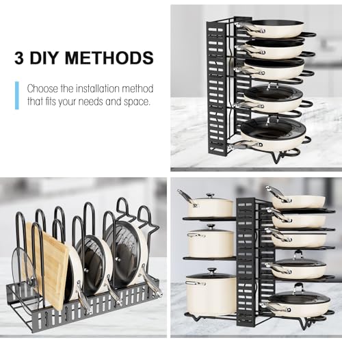 8-Tier Adjustable Heavy-Duty Pot and Pan Storage Rack Y60632