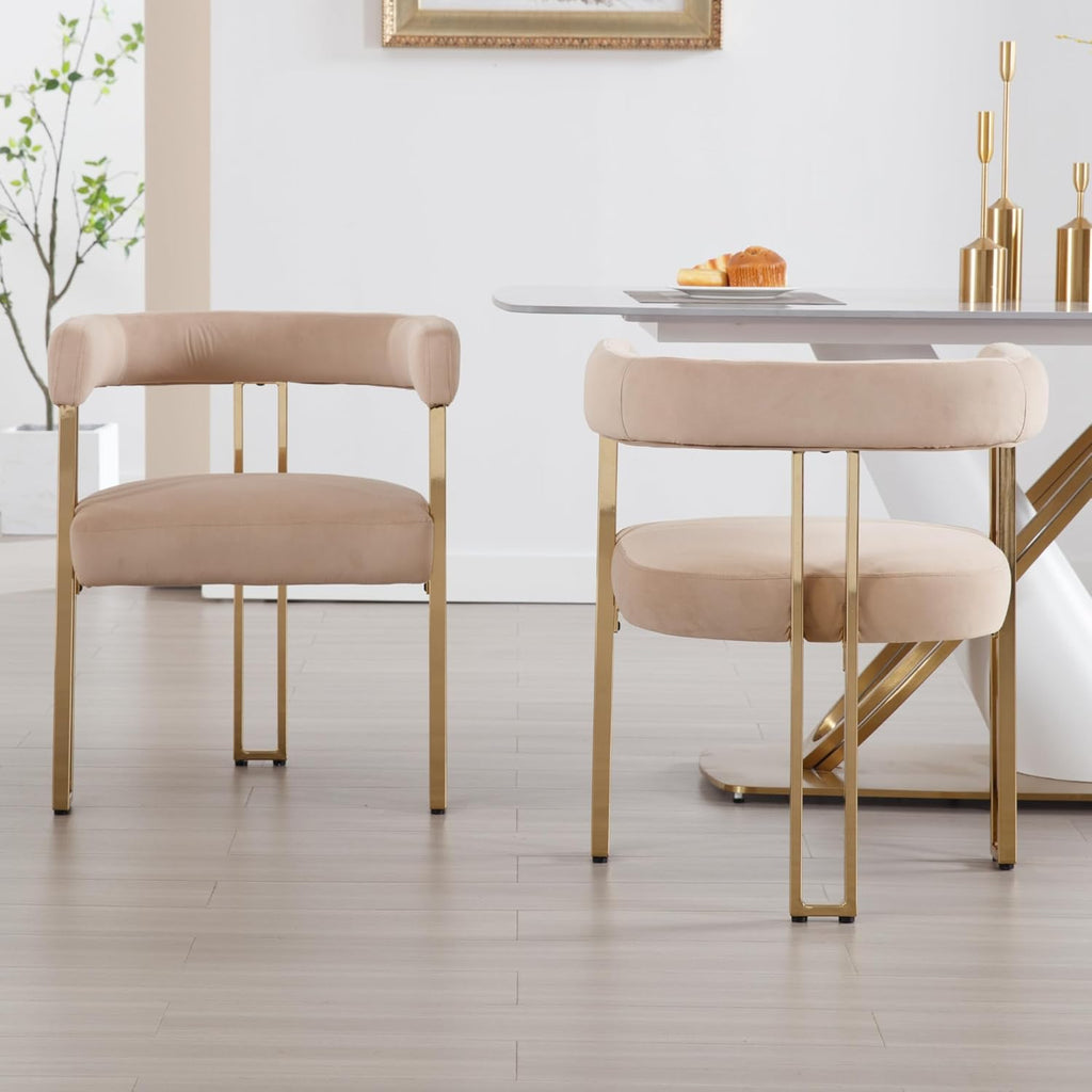 Set of 6 Velvet Khaki Dining Chairs M379133