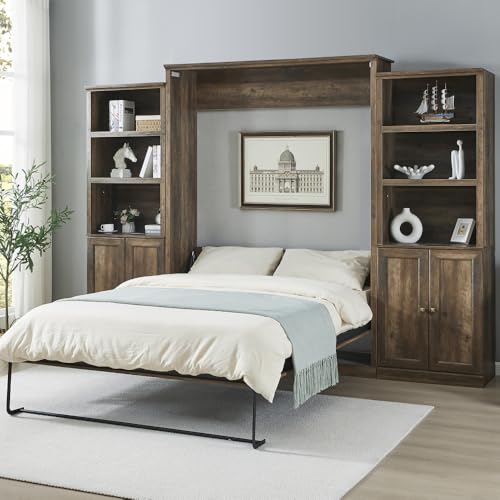 Brown Full Wood Murphy Wall Bed J7533