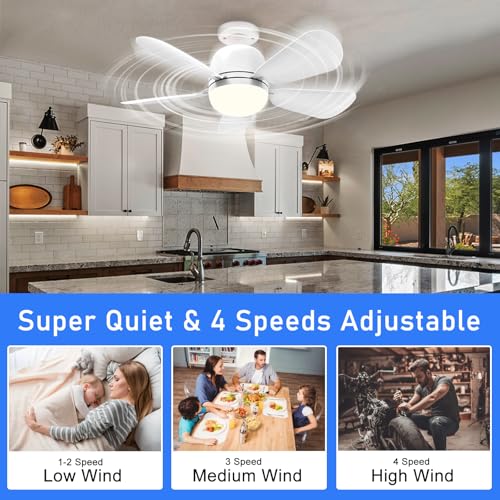 2Pack White Socket Ceiling Fan Light with Remote, Dimmable Q94034
