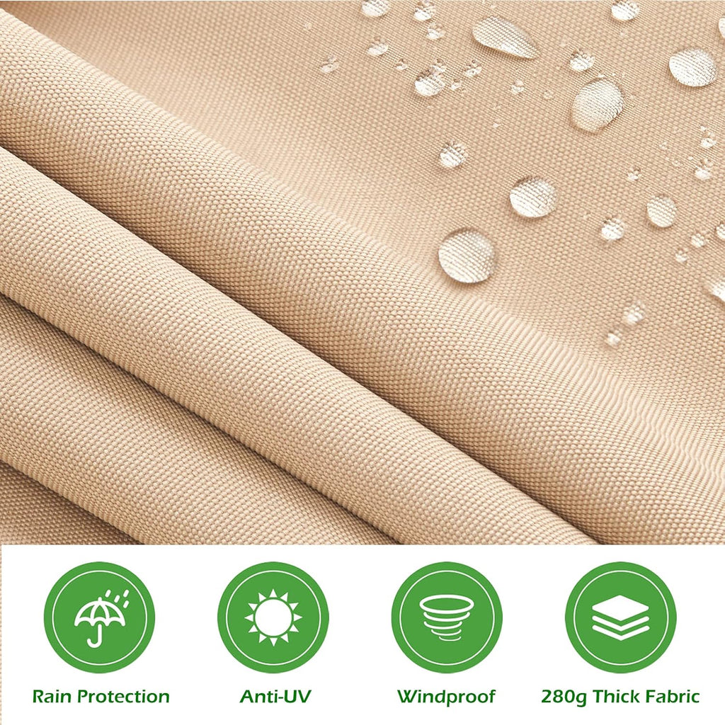 Beige Retractable Patio Awning with Manual Crank Handle O71820