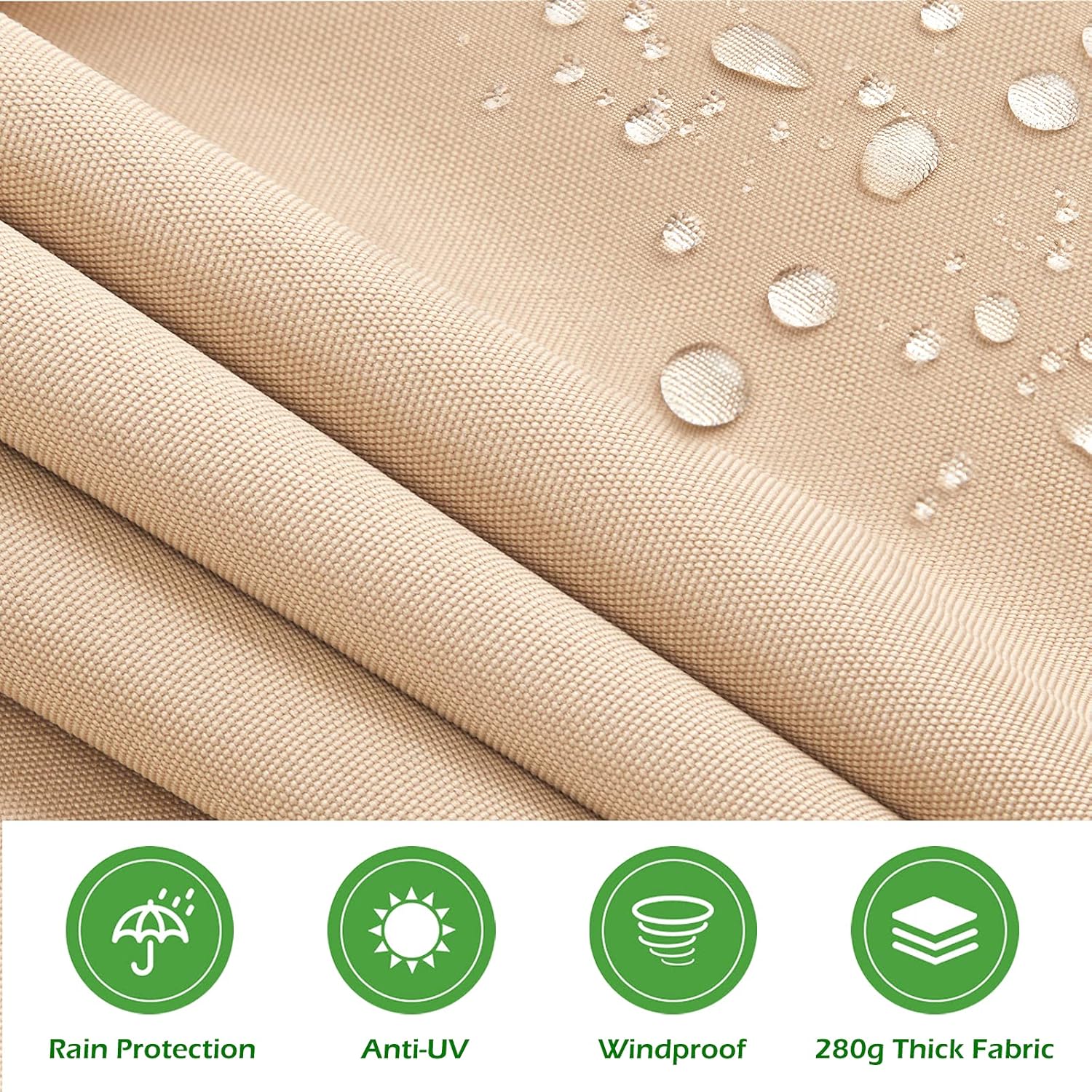 Beige Retractable Patio Awning with Manual Crank Handle O71820