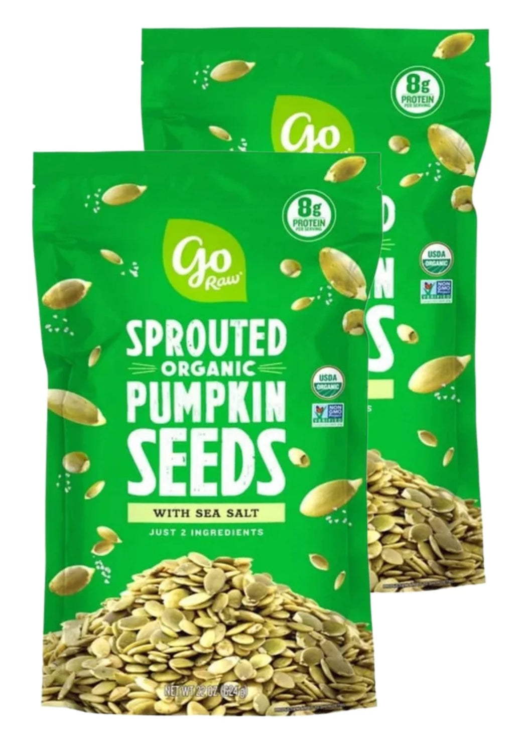 Organic Pumpkin Seeds with Sea Salt - Bundle of 2 Bags - 22 oz Per Bag - 44 oz Total Y591