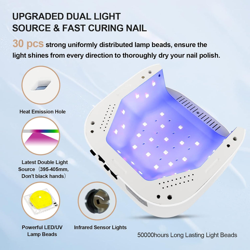 Rechargeable Nail Drill Machine, Electric Nail File, UV LED Nail Lamp, Cordless Gel Nail Lamp 48W Rechargeable Nail Dryer G220