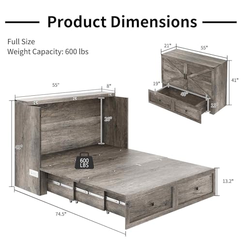 White Full Size Murphy Bed with Storage Drawer M59269