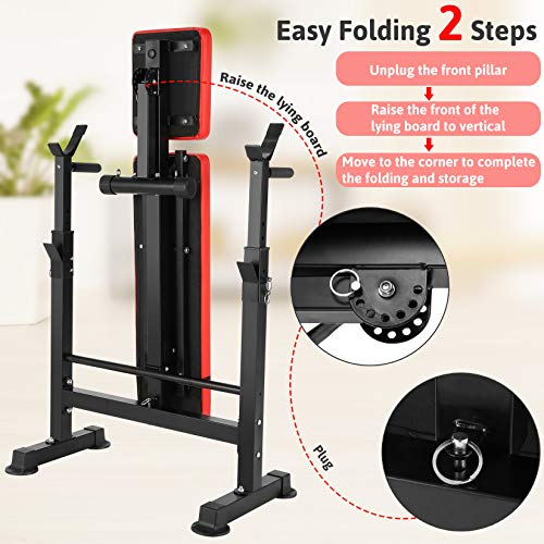 Adjustable 6 in 1 Weight Bench with Squat Barbell Rack P80072