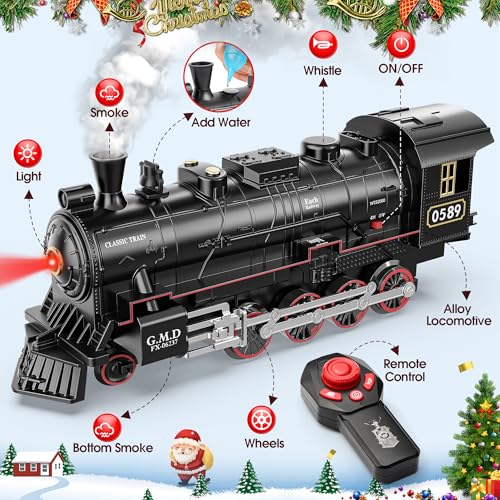 Train Set with Steam Locomotive, Light Up Cars and Tracks U9326