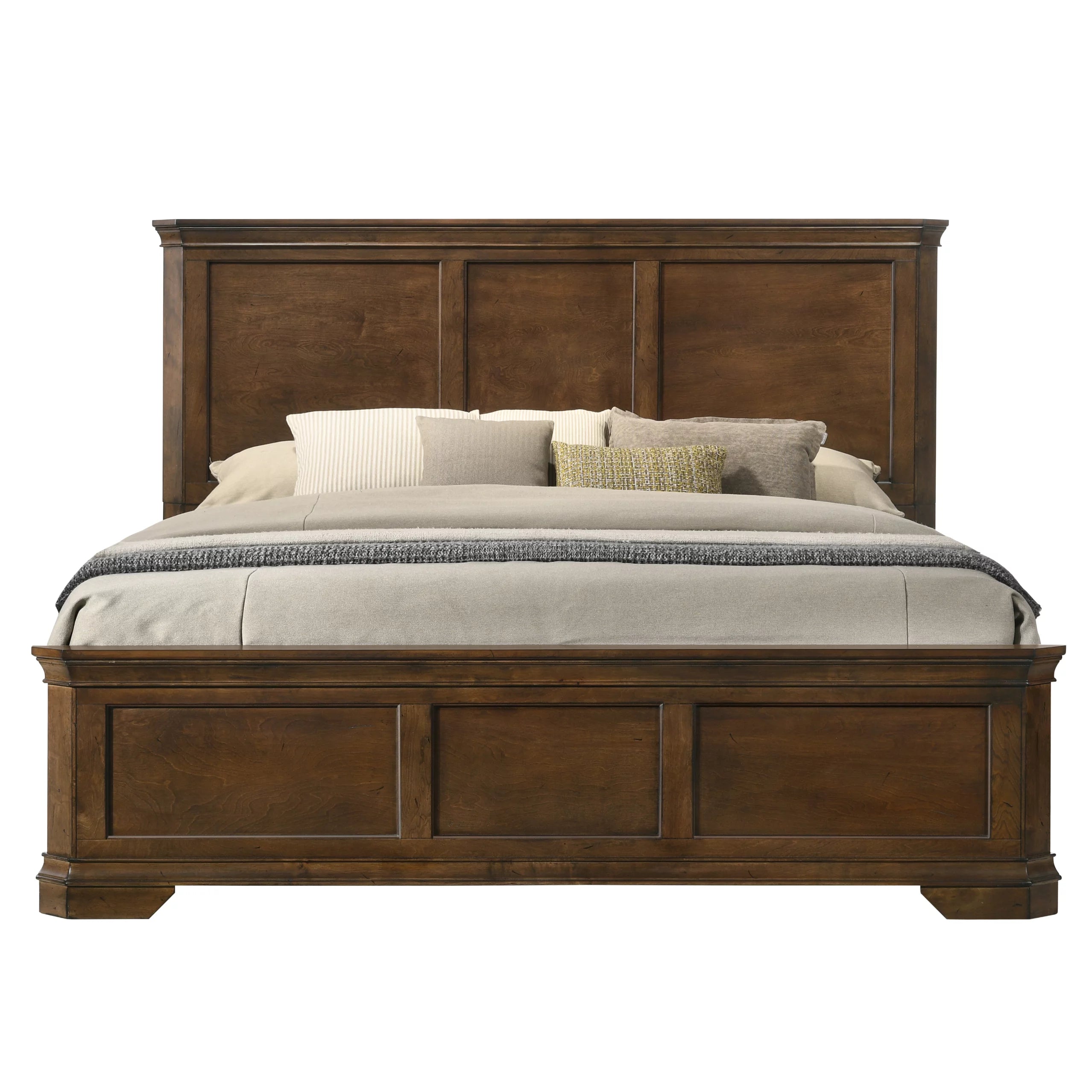 Queen Antique Walnut Finish Wood Panel Bed K68674