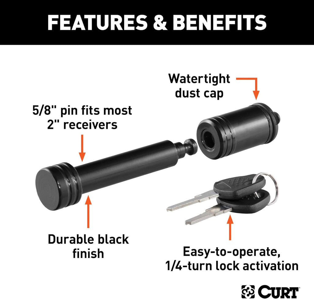 Black 5/8-Inch Pin Diameter Trailer Hitch Lock J953386