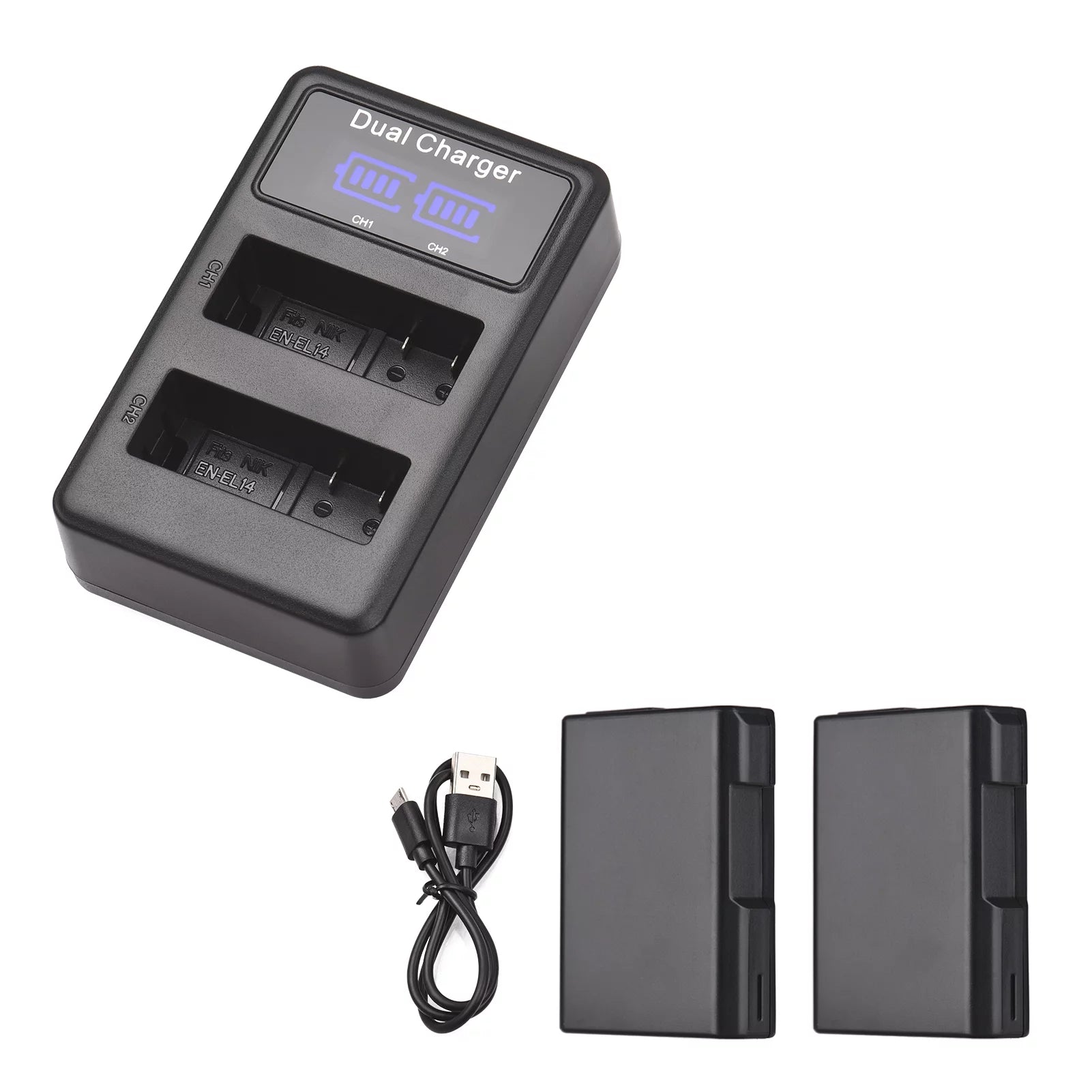 2pcs 7.4V 1500mAh Battery + 1pc Dual Channel Battery USB Port Screen Display S996
