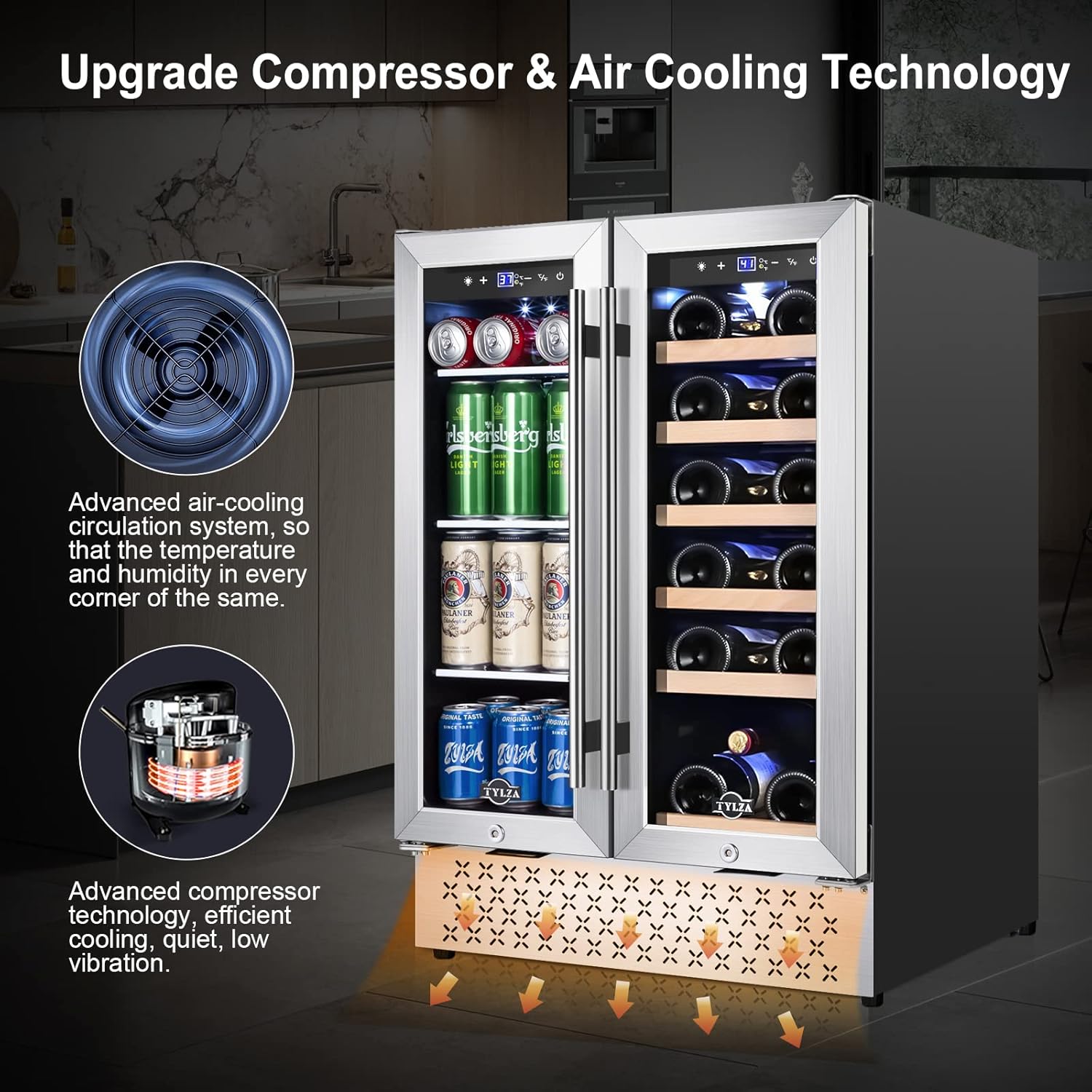 24 Inch Dual Zone French Door Wine and Beverage Refrigerator W69436