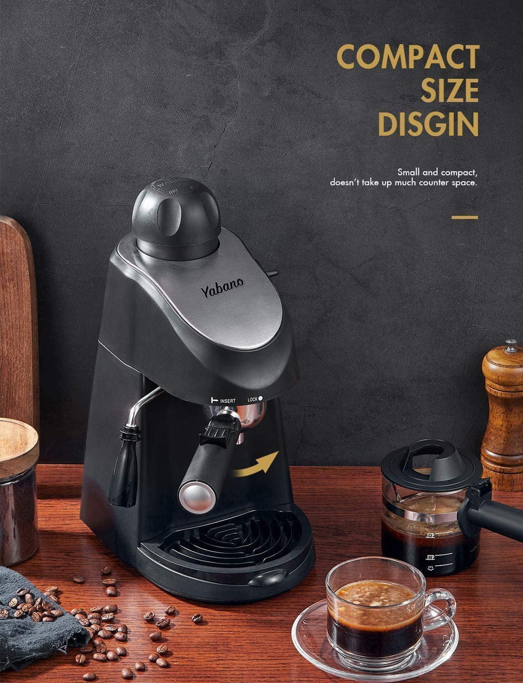 Black 3.5 Bar 4 Cup Espresso Cappuccino Maker with Milk Frother W5548