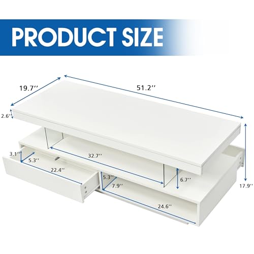 Black LED Coffee Table with Storage and Sliding Drawers Y819