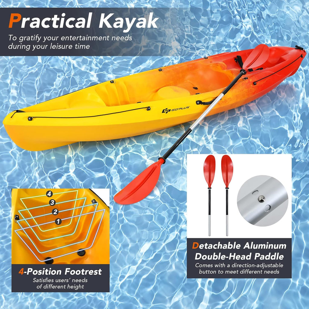 10.2FT Sit-On-Top Fishing Kayak with Aluminum Paddle & Bungee Storage N2541