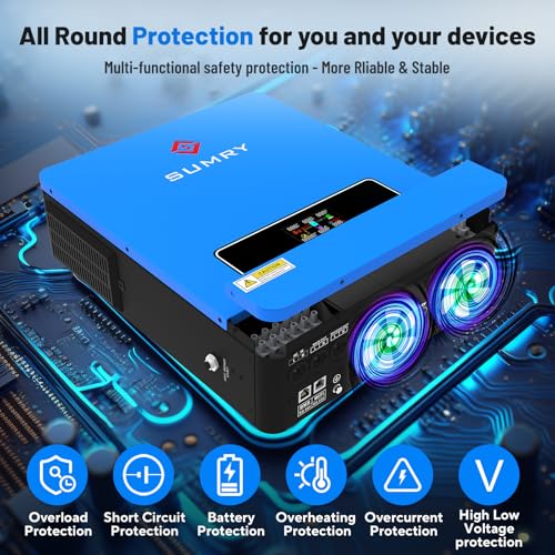 3600W Solar Inverter Charger, DC 24V to AC 110V Hybrid Inverter with 120A MPPT Controller, Pure Sine Wave A5366