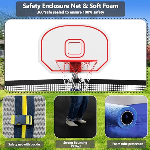 16FT Trampoline with Enclosure and Basketball Hoop B69586