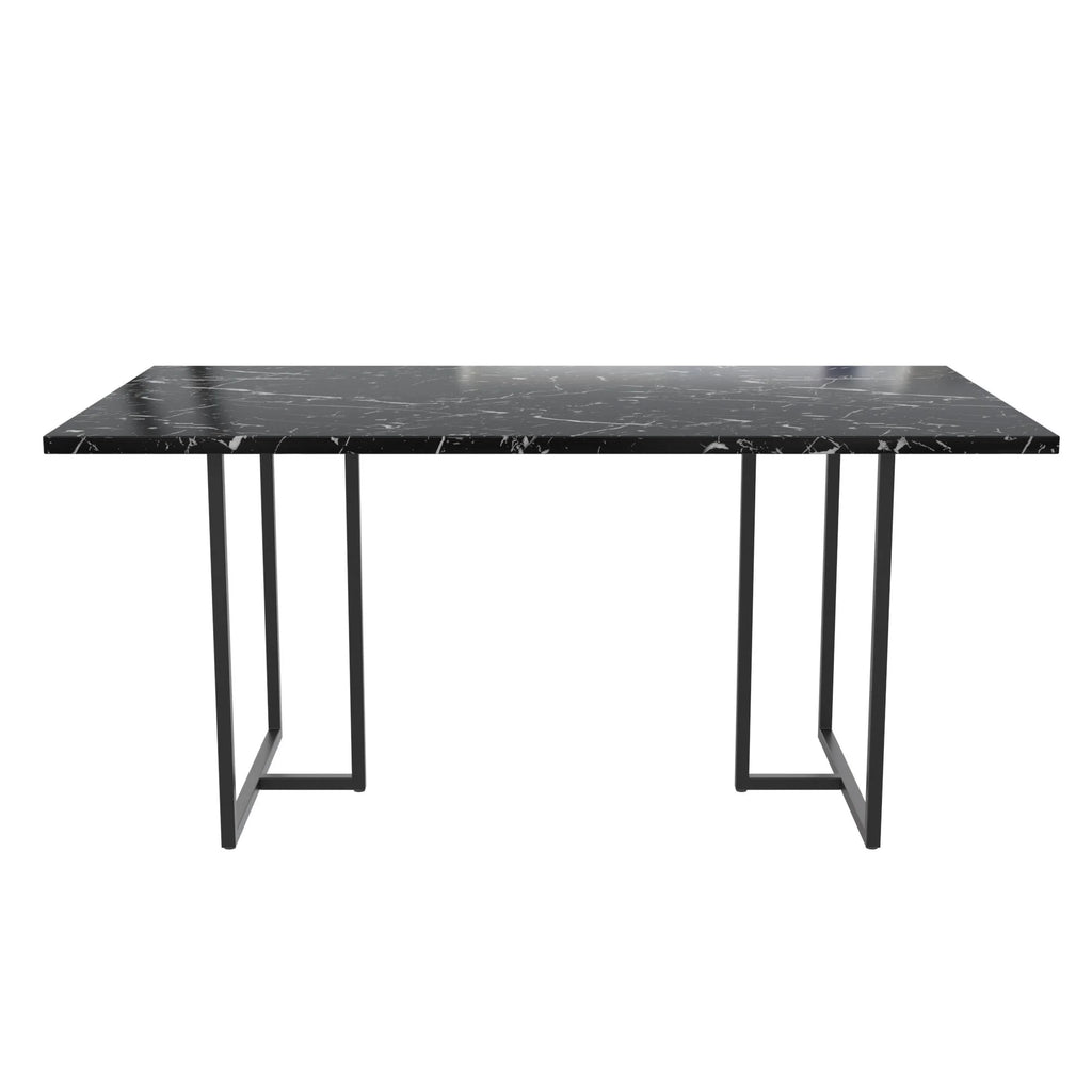 Black Marble Top Dining Table with Black Legs V7416