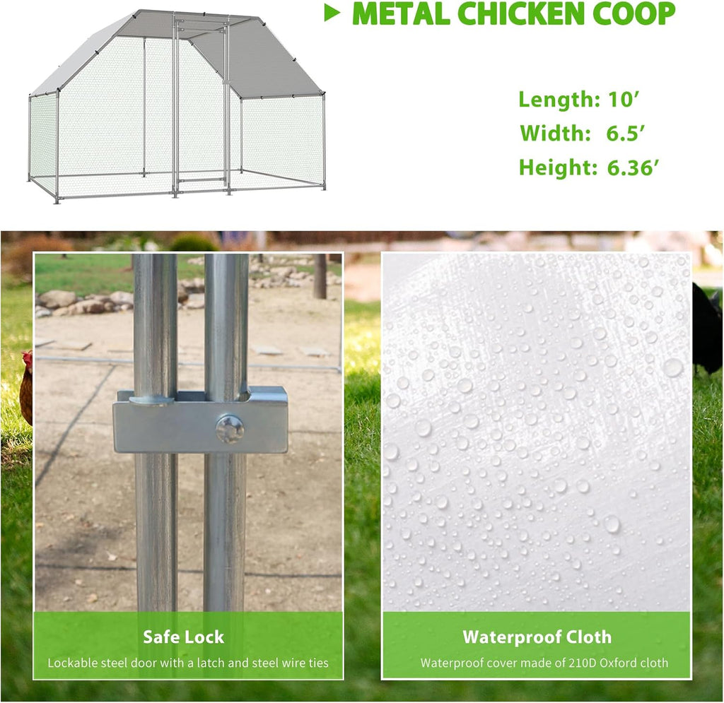 Large Metal Chicken Coop Walk-in Poultry Cage with Water-Resident and Anti-UV Cover F570