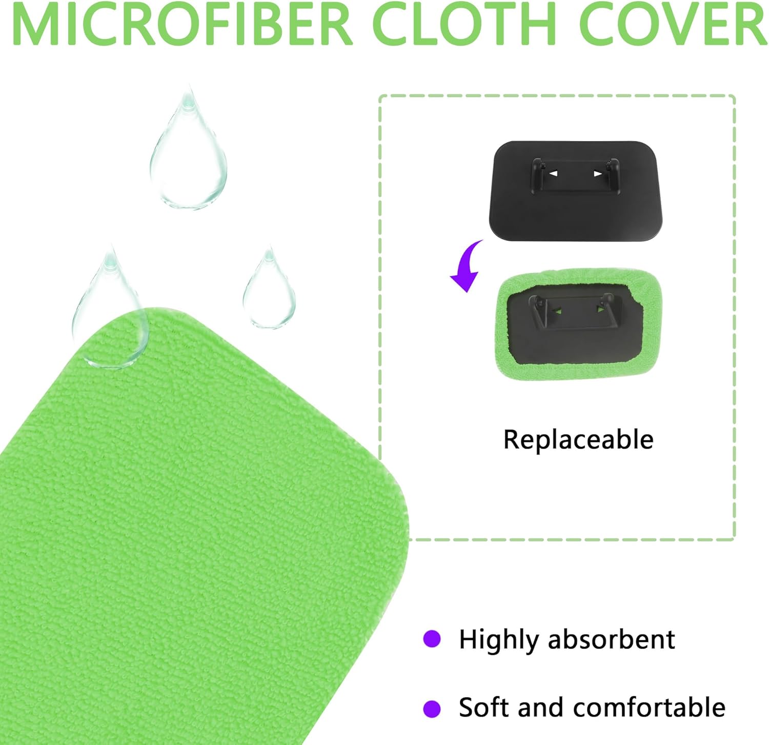 Microfiber Car Window Cleaner Tool Kit with 4PCS Reusable Cloth Cover I21663