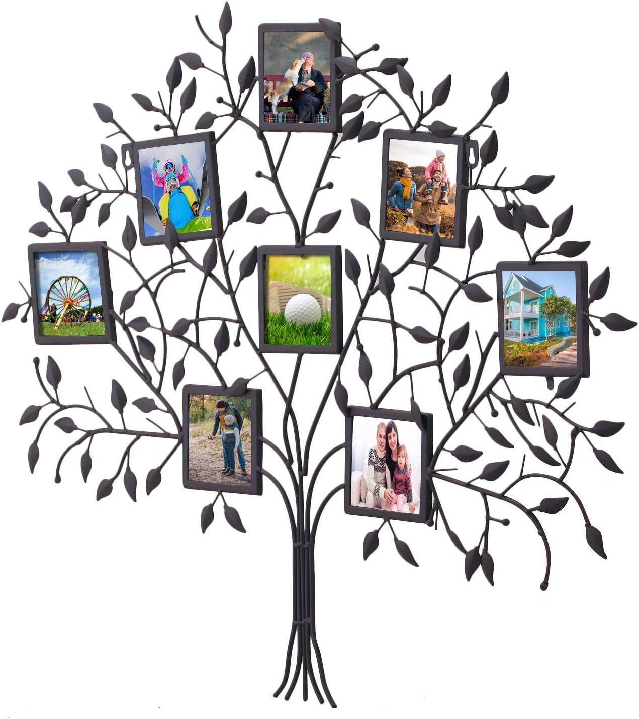 Black Metal Wall Hanging Picture Frame with 8 Openings S476