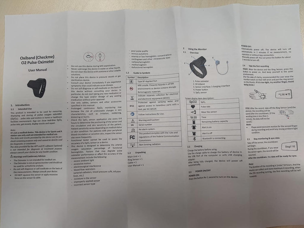 Pulse Oximeter with Bluetooth Finger Ring V4475