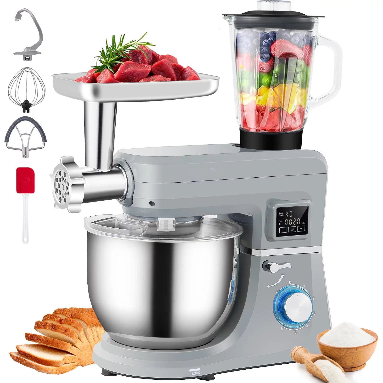 7.4Qt 6-Speed Stand Mixer with Grinder Juicer W905897