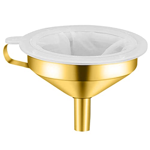 5-Inch 304 Stainless Steel Funnel with Fine Mesh Strainer X36341
